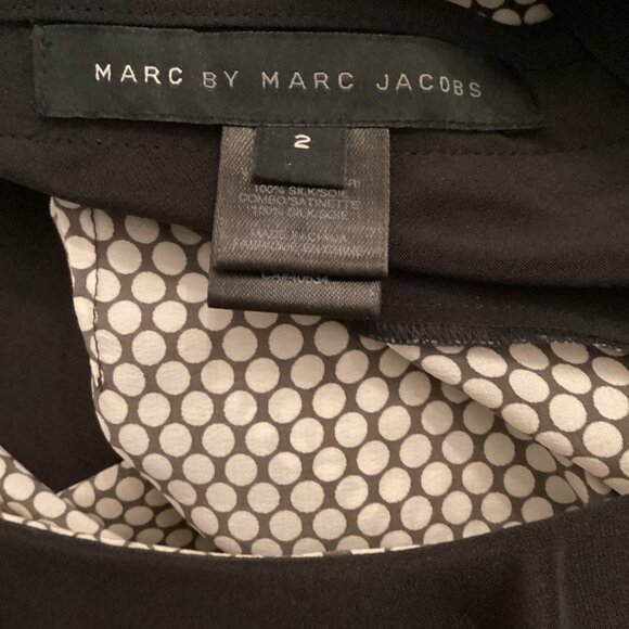 Marc By Marc Jacobs Womens Silk Shift Dress Size 2 Black & White Polka Dots - Picture 10 of 10